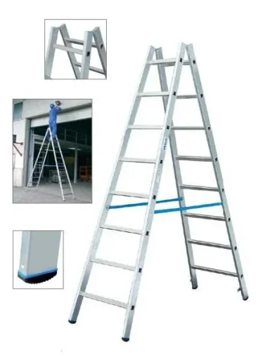 Aluminum rung double ladder 2 x 8 rung ladder