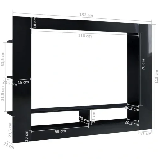 TV cabinet 152x22x113 cm high-gloss black