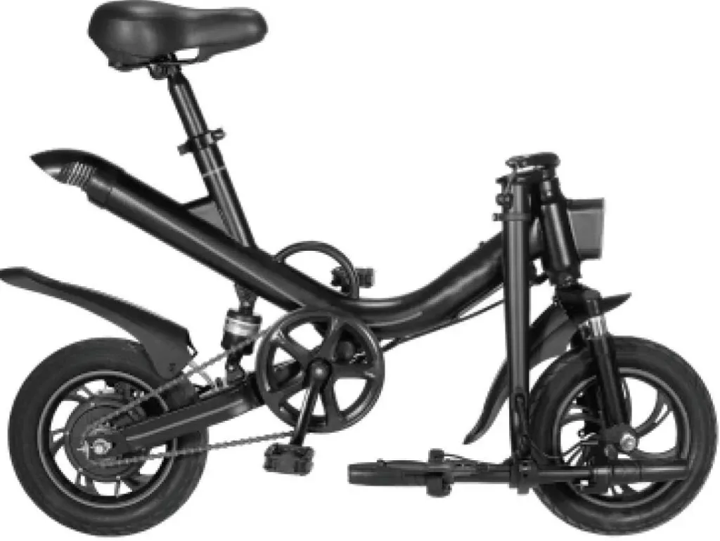 Unisex mini electric folding bike, 12 inches, automatic transmission, black, "Didi" Fun