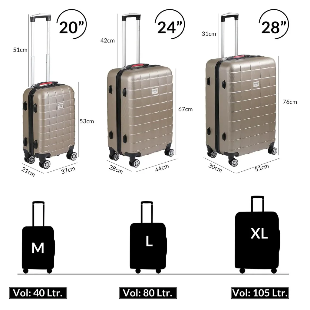 Exopack hard-shell suitcase set champagne M/L/XL
