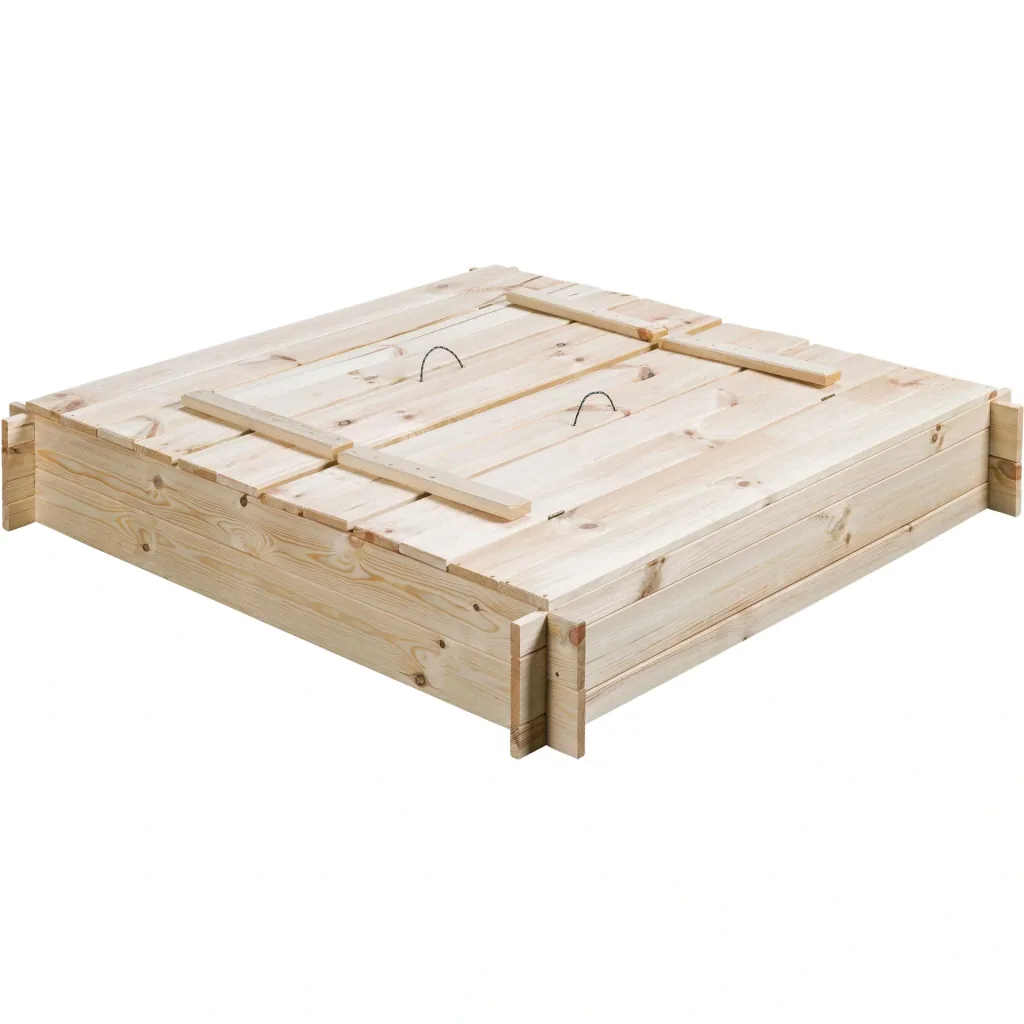 Sandpit made of bare wood