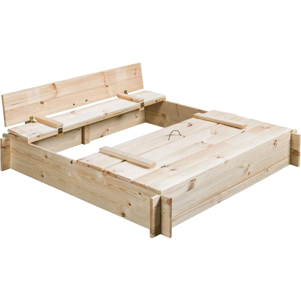 Sandpit made of bare wood