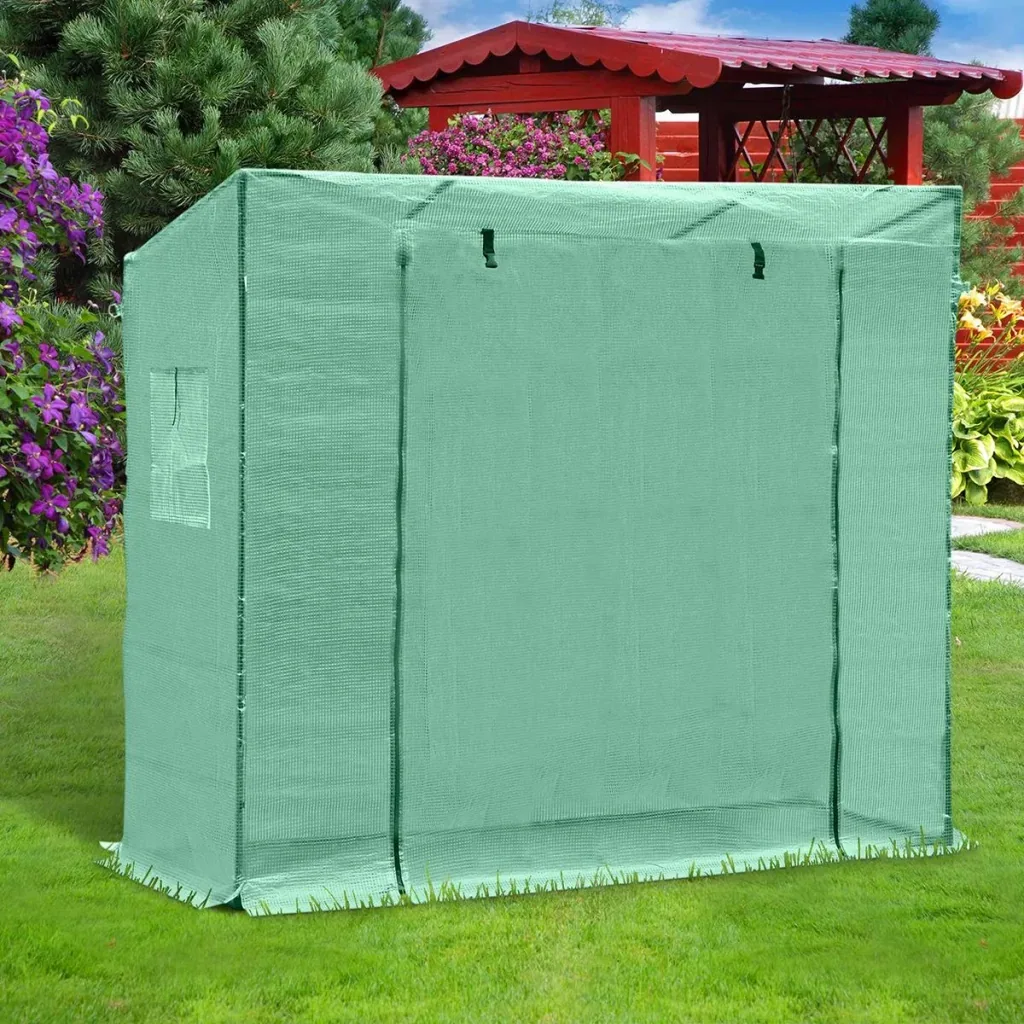 Greenhouse with window green transparent