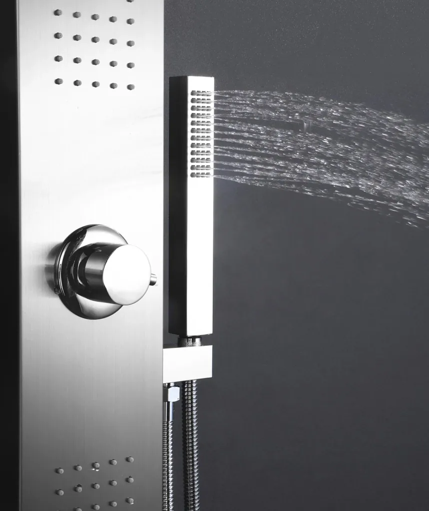 Shower panel Troya shower column made of brushed stainless steel 100x14 cm shower set with 3 different shower functions