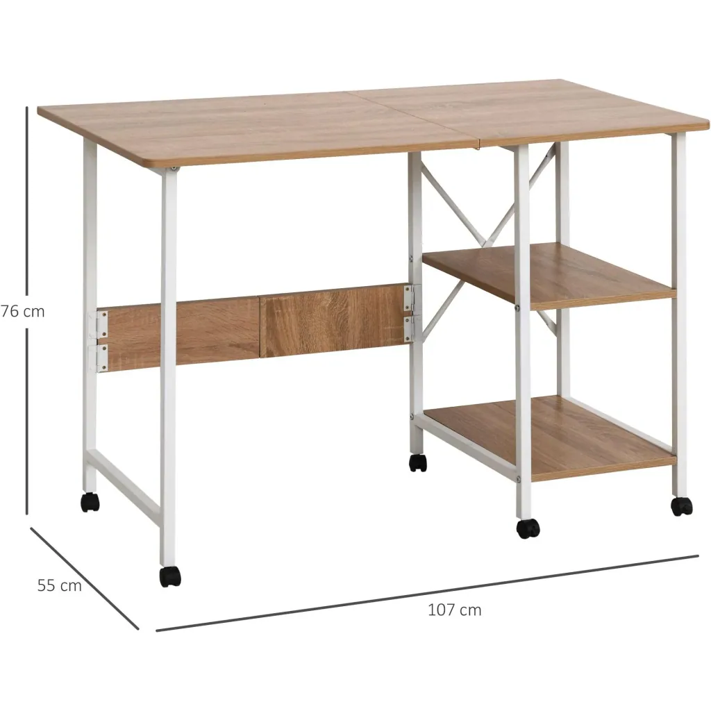 Folding desk with wheels, natural