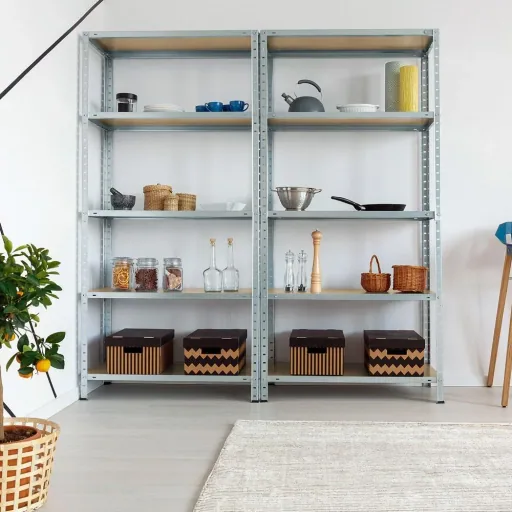 2 shelves / storage racks with 5 compartments - 175x75x30cm - 350kg