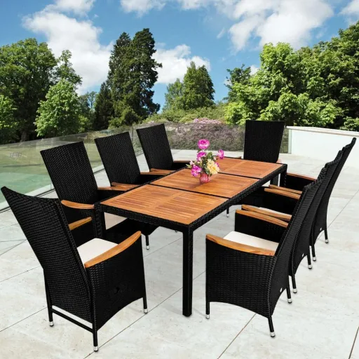 Garden set polyrattan Rio 17-piece adjustable backrest