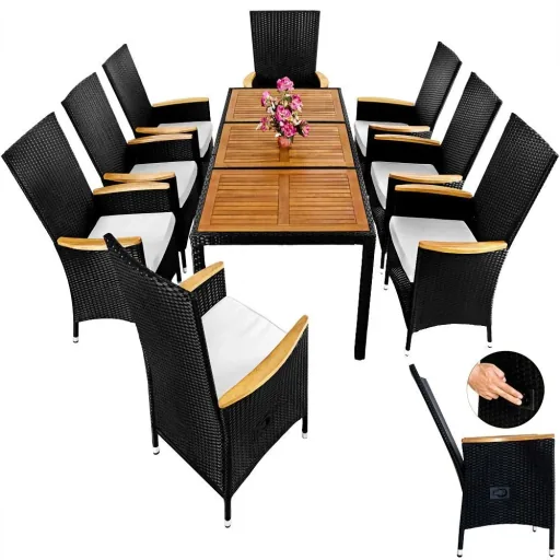 Garden set polyrattan Rio 17-piece adjustable backrest