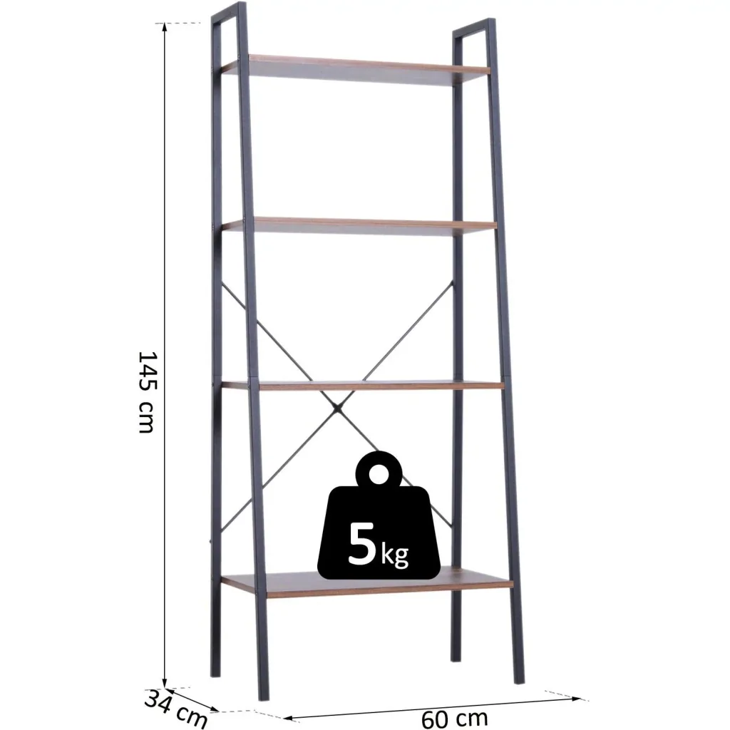 Standing shelf ladder shelf step shelf bookcase flower shelf wood vintage 4 compartments 60 x 35 x 145 cm