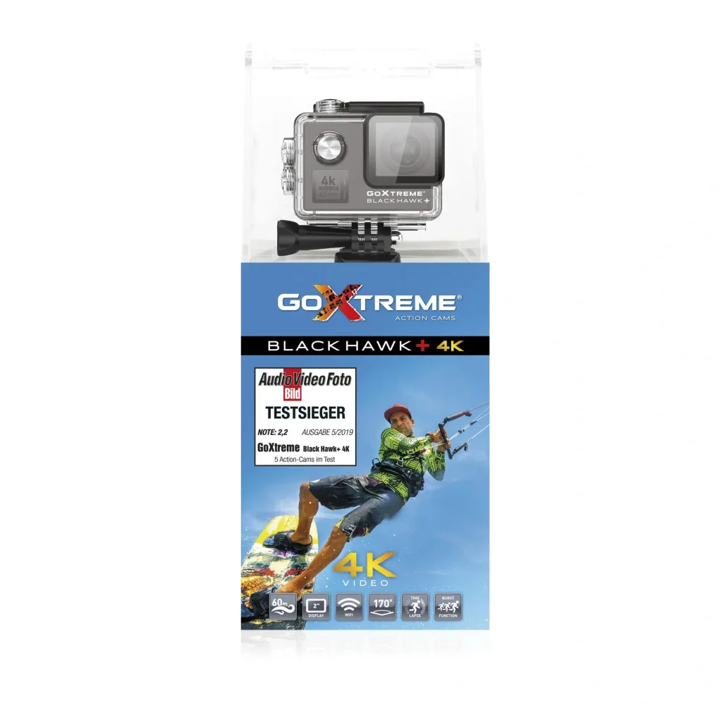 Actioncam Black Hawk+ 4K Ultra HD, 170° wide angle, waterproof up to 60m, 12MP sensor