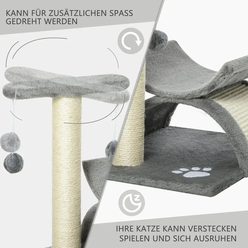 Cat scratching post with ball brown