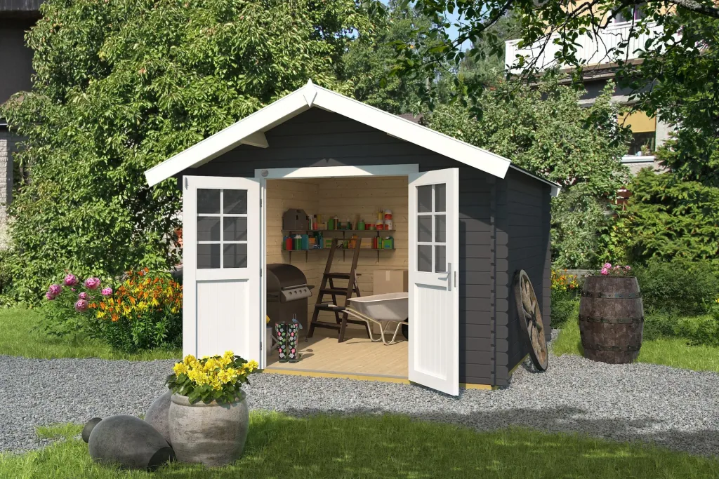 Garden shed 209 Gr.3, 333 x 360 x 261 cm graphite grey with double door