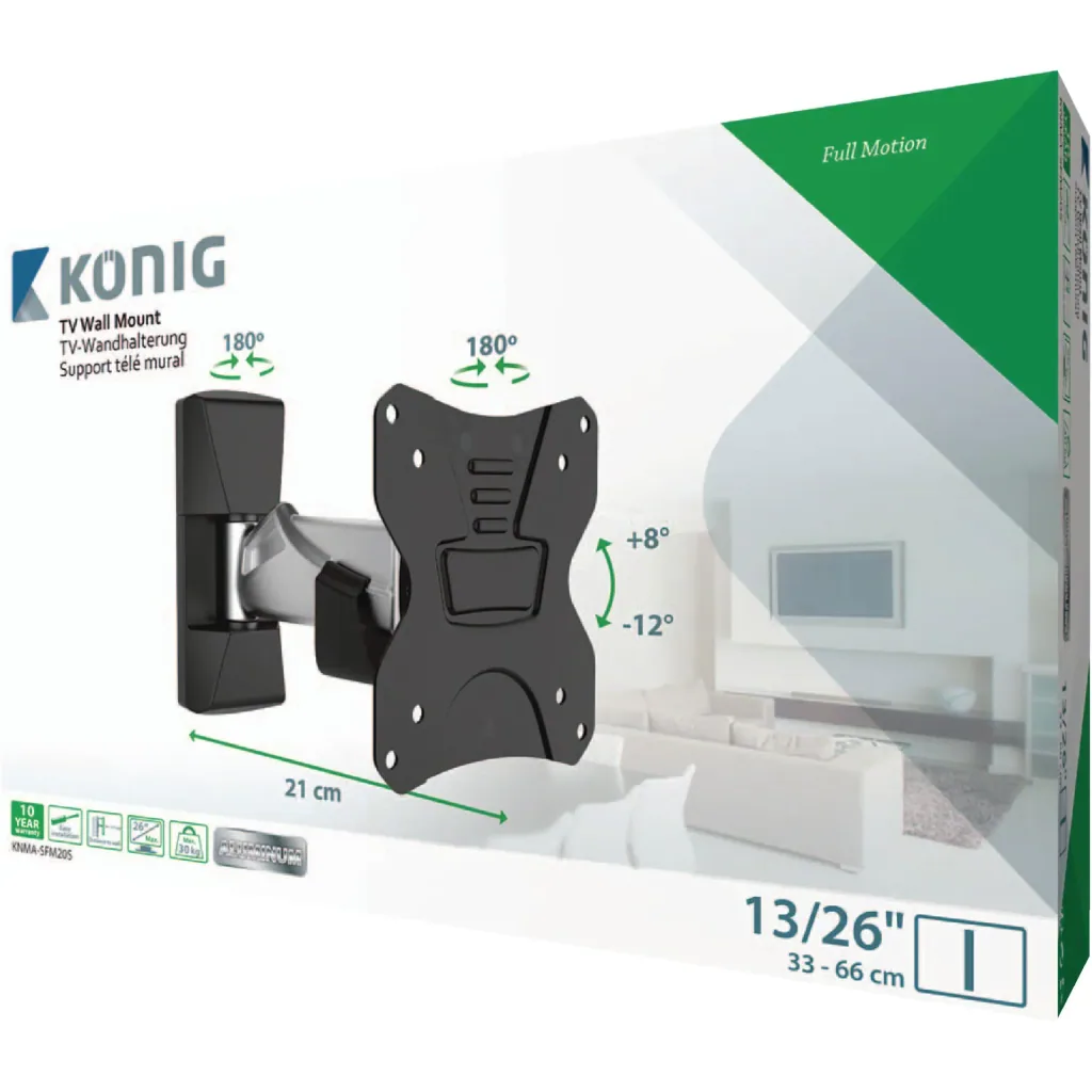 TV wall mount fully movable 13 - 26 " 30 kg Silver/Black