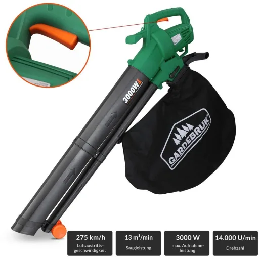 Electric leaf blower 3-in-1 - blowing, vacuuming and shredding