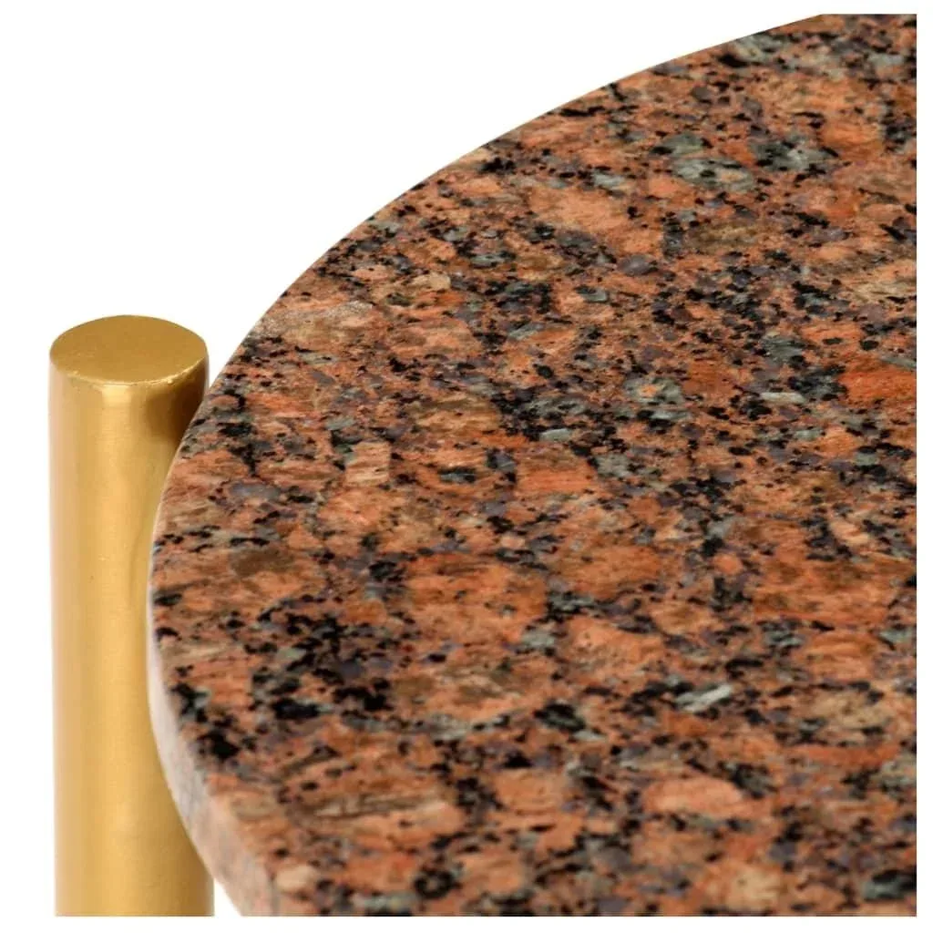 Coffee table 40x40x40 cm real stone with marble texture brown