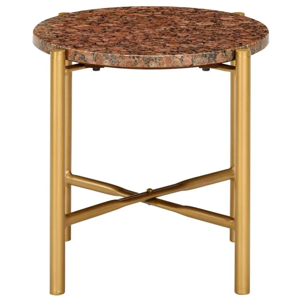 Coffee table 40x40x40 cm real stone with marble texture brown