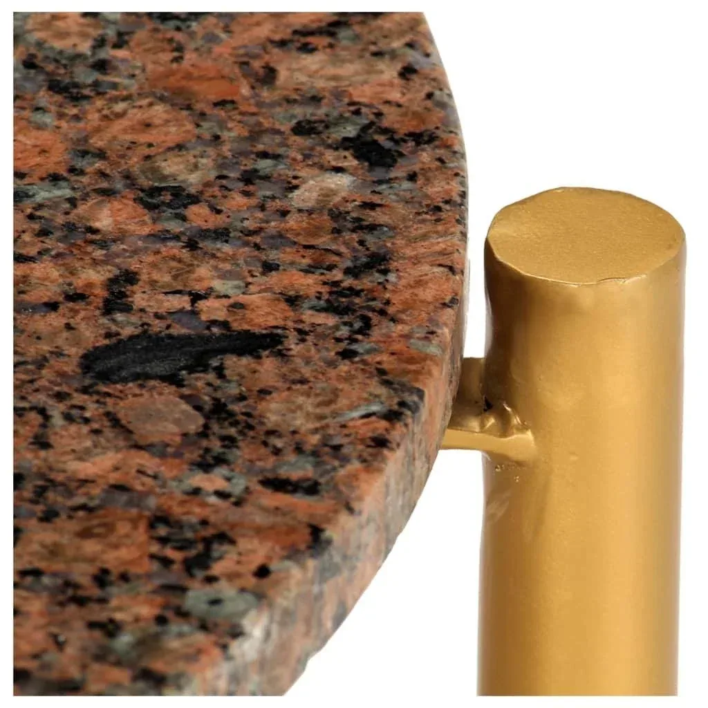Coffee table 40x40x40 cm real stone with marble texture brown