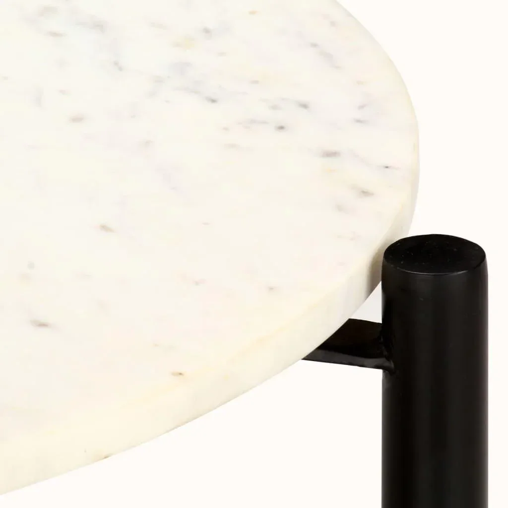 Coffee table 40x40x40 cm real stone with white marble structure