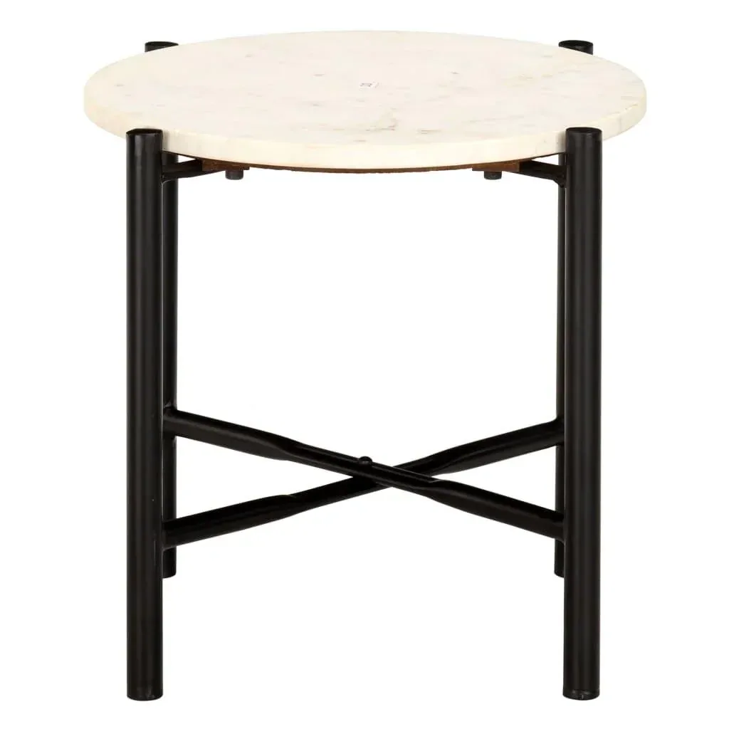 Coffee table 40x40x40 cm real stone with white marble structure