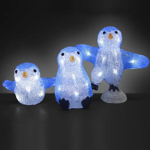 LED acrylic figures Christmas penguin family