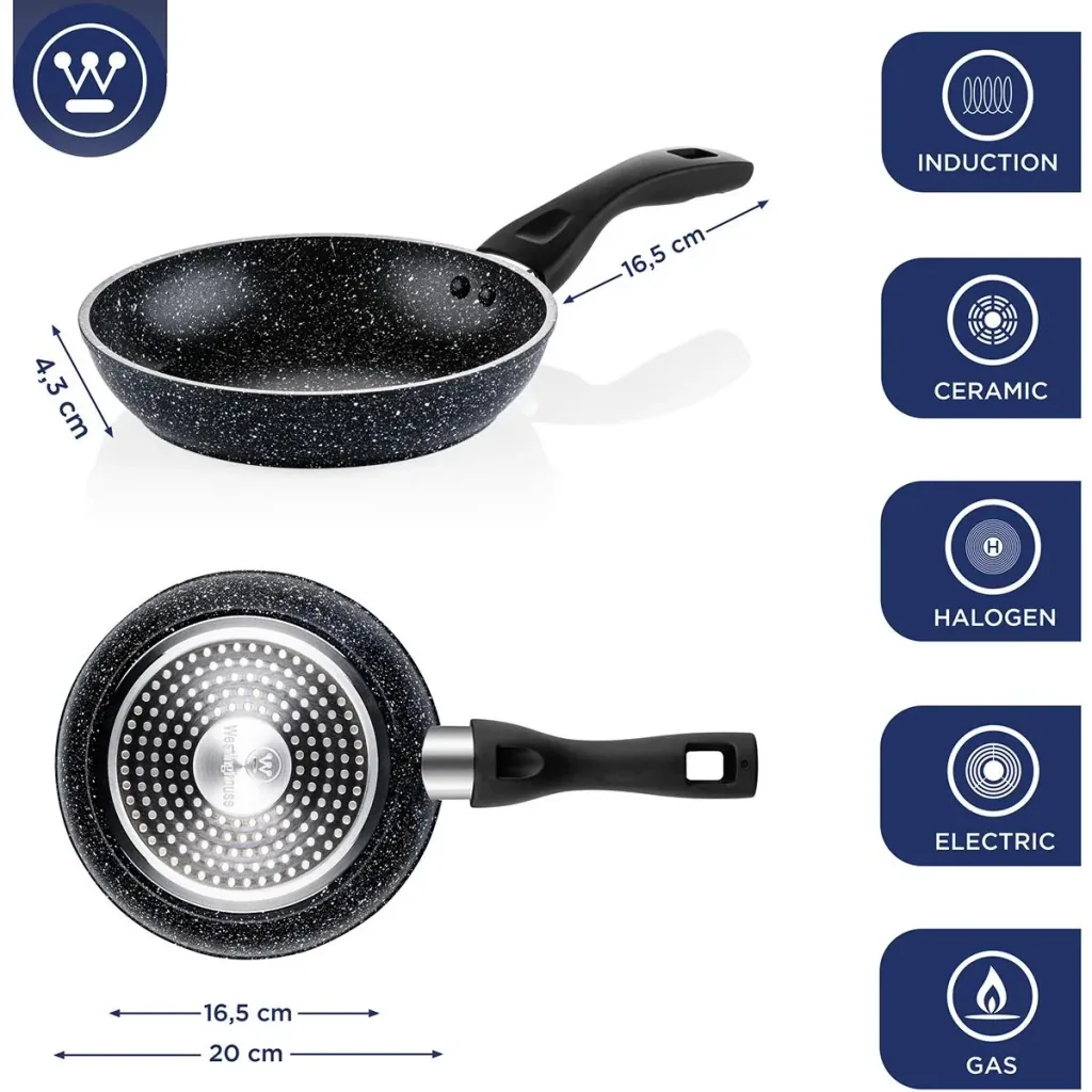 Frying pan 20 cm Black Marble