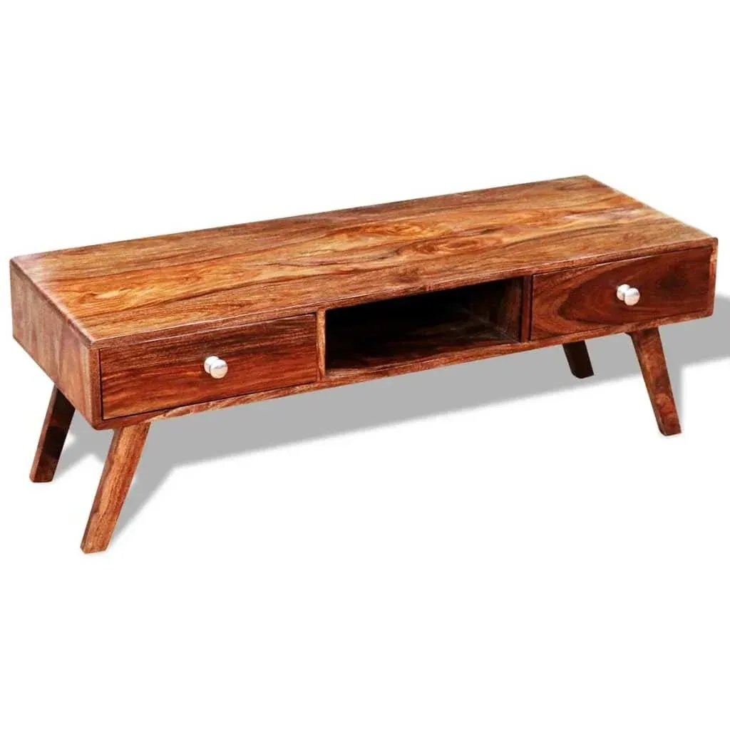 TV cabinet with 2 drawers 40 cm solid Sheesham wood