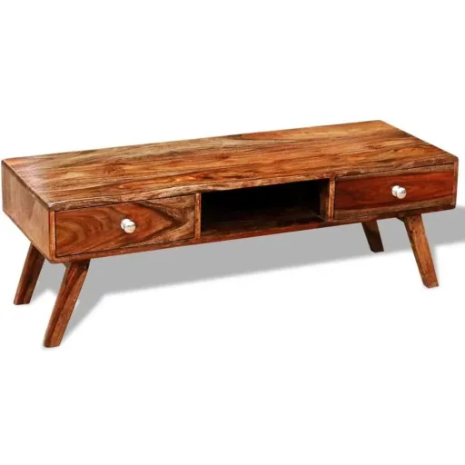 TV cabinet with 2 drawers 40 cm solid Sheesham wood