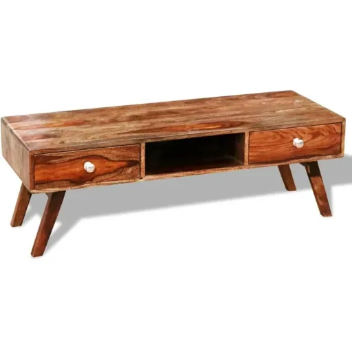 TV cabinet with 2 drawers 40 cm solid Sheesham wood
