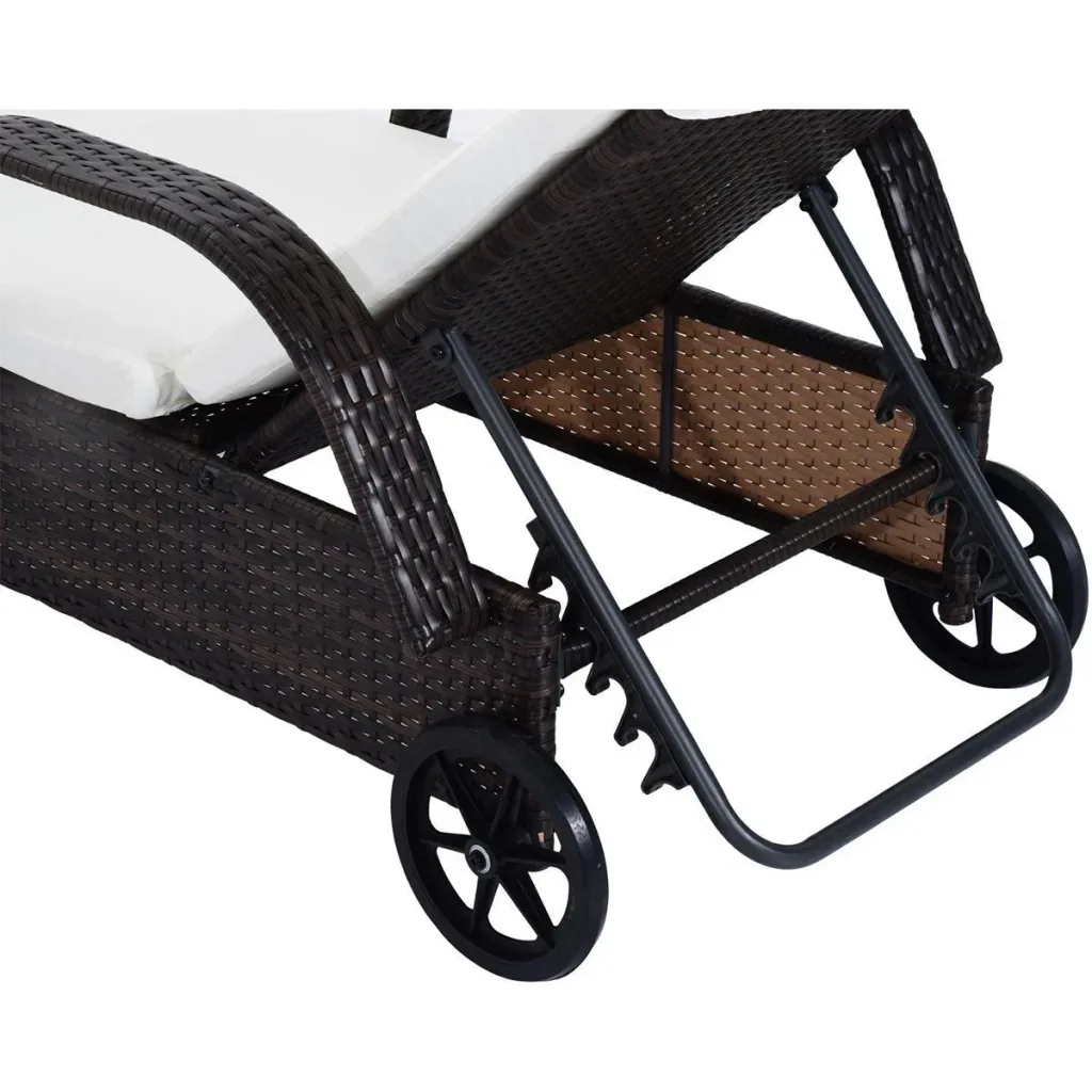 Rattan sun loungers with table grey