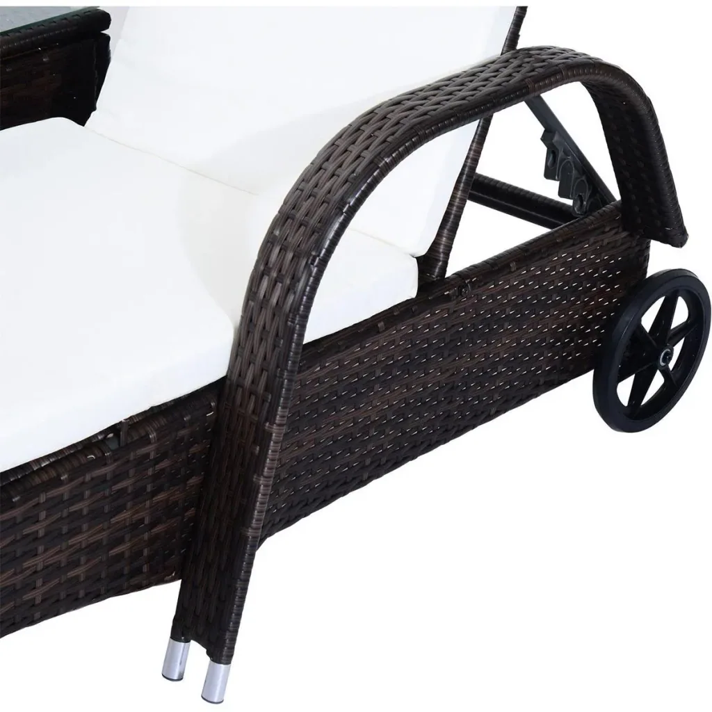 Rattan sun loungers with table grey