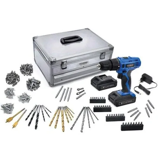 Cordless drill/screwdriver set 276-piece 18V with 2 batteries