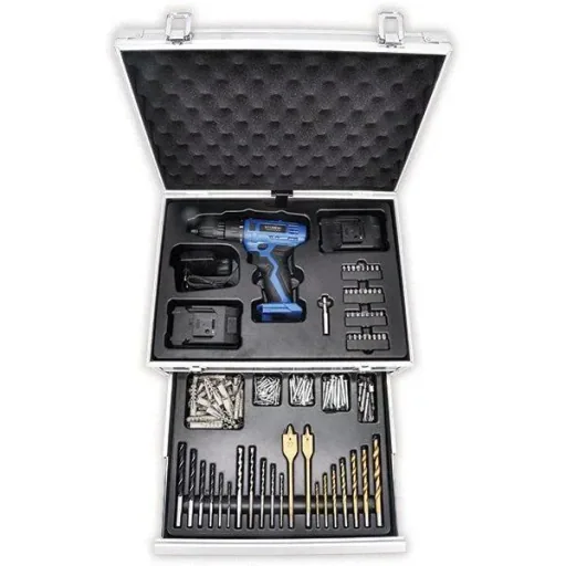 Cordless drill/screwdriver set 276-piece 18V with 2 batteries