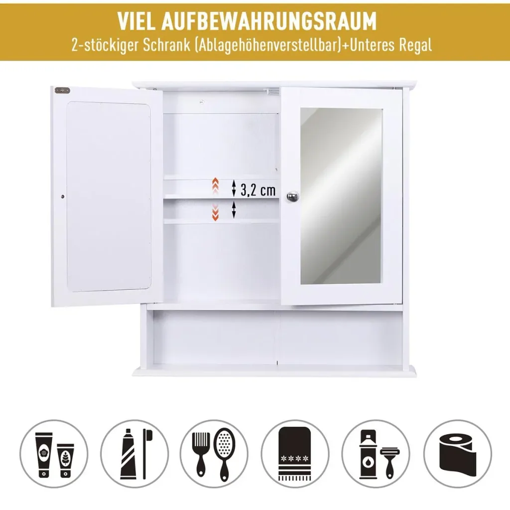 Mirror cabinet with shelf white
