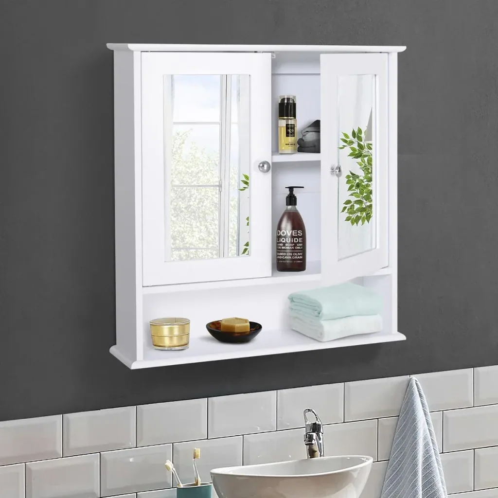 Mirror cabinet with shelf white