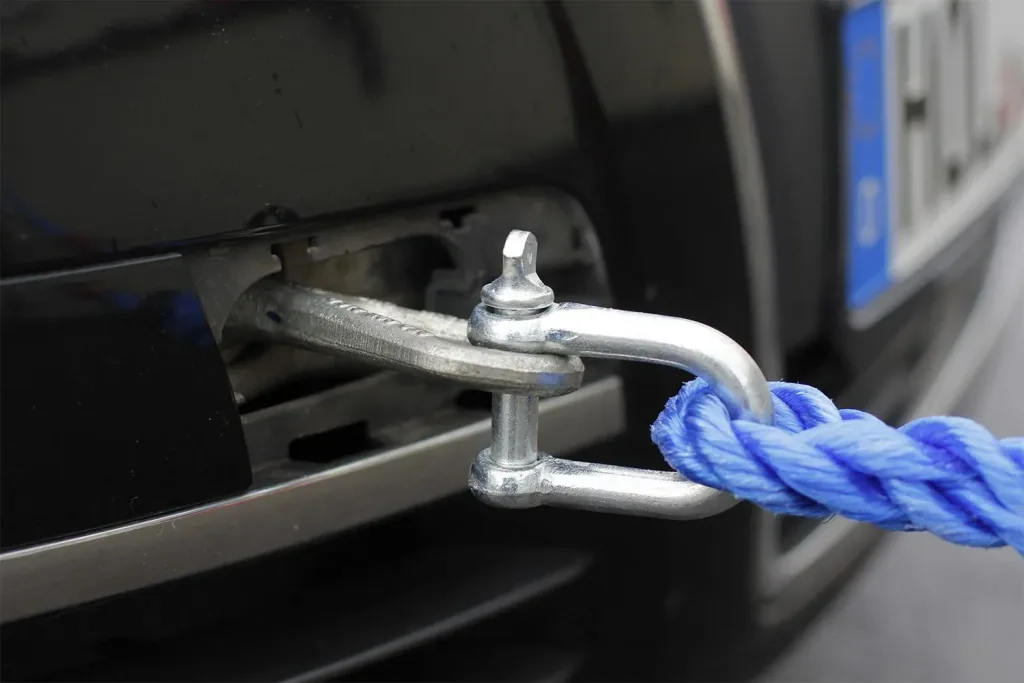 Safety tow rope - 4 t, attachment: shackle / shackle