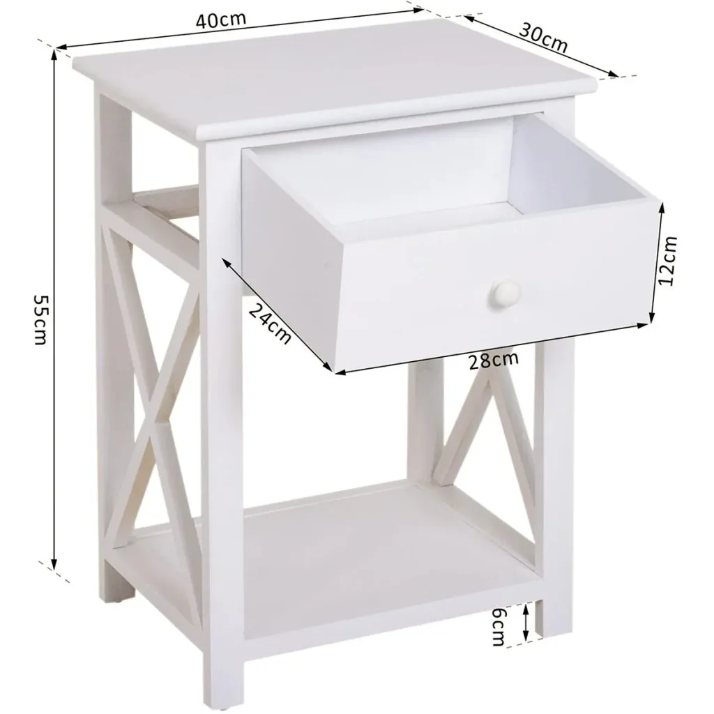 Side table with drawer white