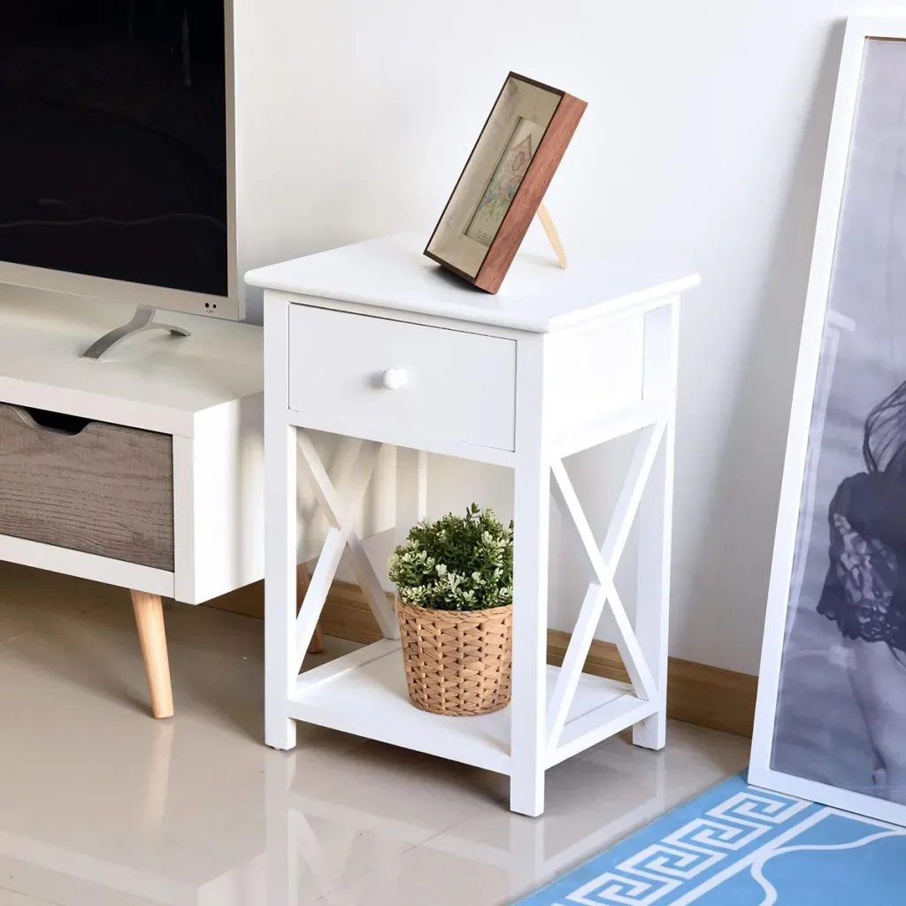 Side table with drawer white