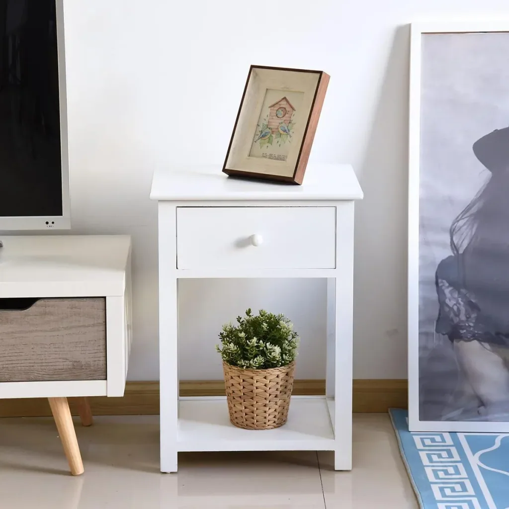 Side table with drawer white