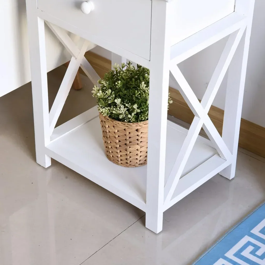 Side table with drawer white