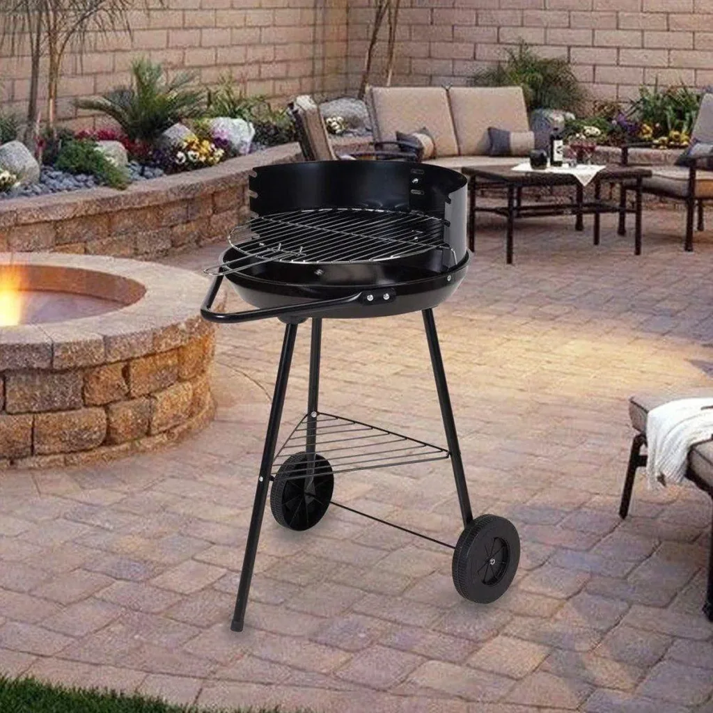 BBQ charcoal grill - Grill surface Ø 42 cm - Half open - Stainless steel