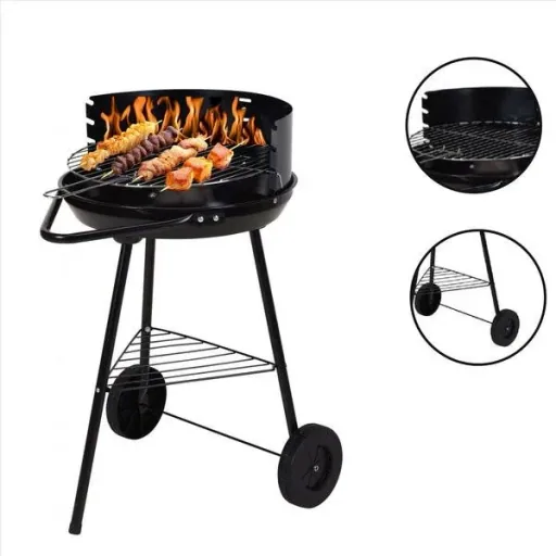 BBQ charcoal grill - Grill surface Ø 42 cm - Half open - Stainless steel