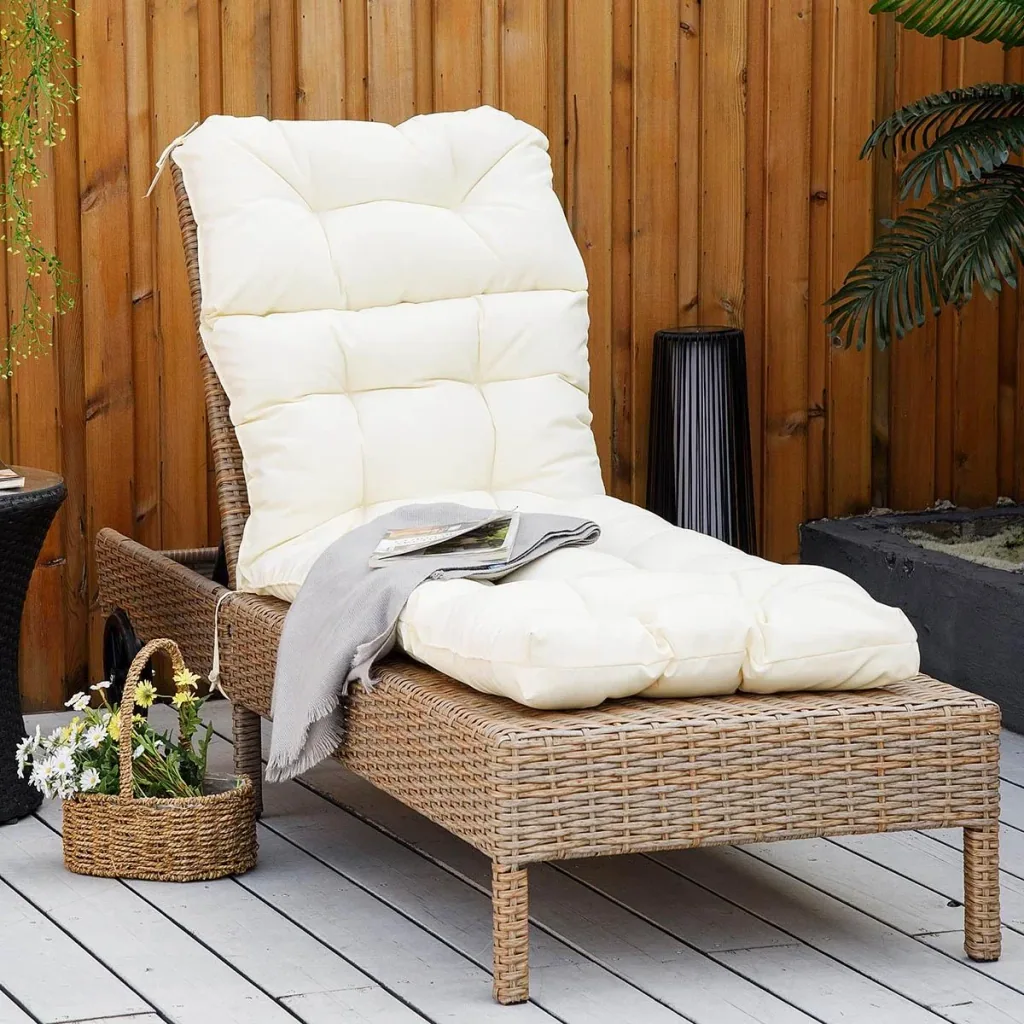 Lounger cushion polyester cream white 200 x 60 x 13 cm