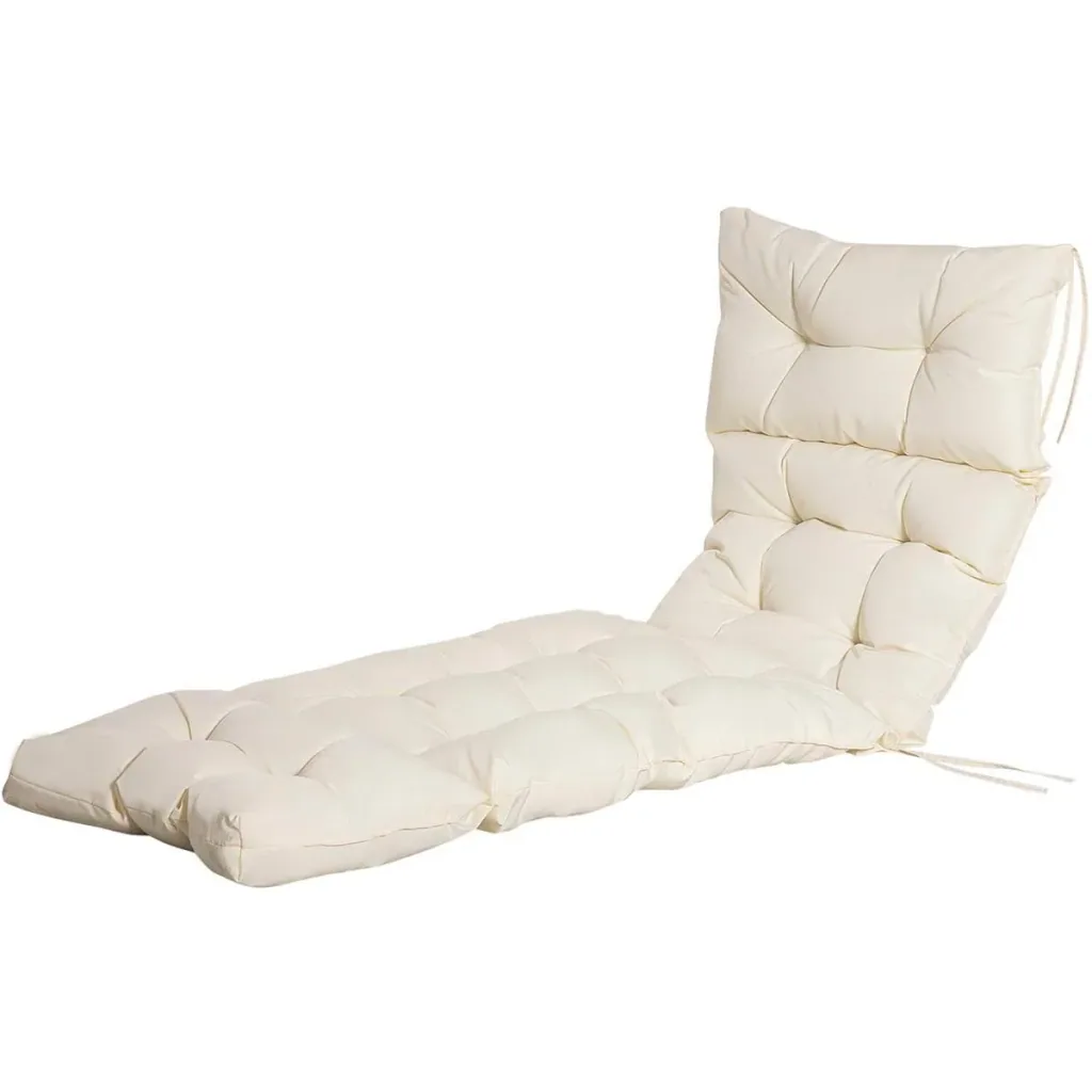 Lounger cushion polyester cream white 200 x 60 x 13 cm