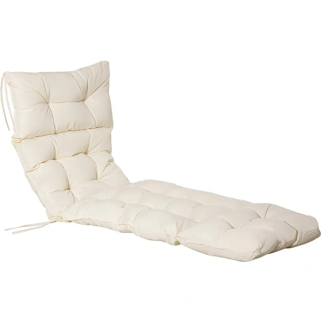Lounger cushion polyester cream white 200 x 60 x 13 cm