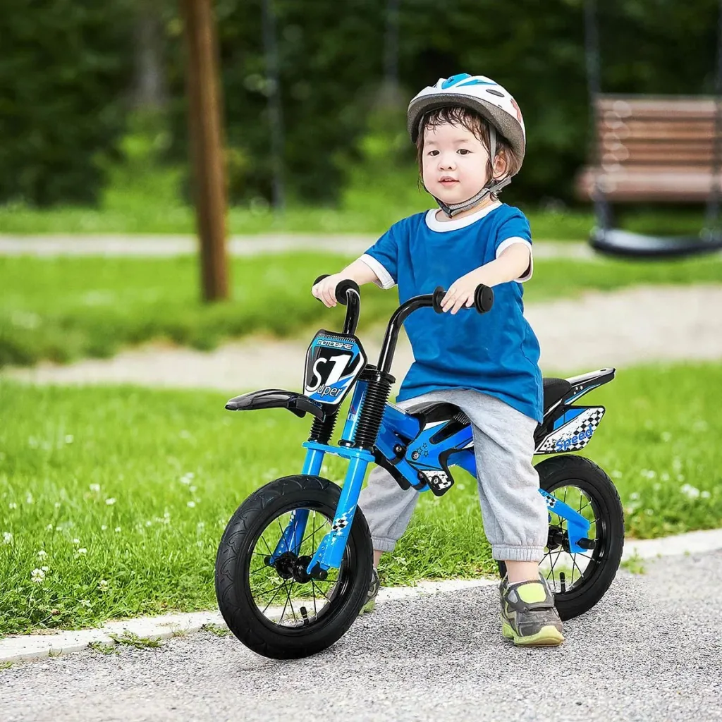 Balance Bike Motorcycle Ø30 cm 3-6 years Air-filled tires Artificial leather saddle Blue 91 x 43 x 61 cm