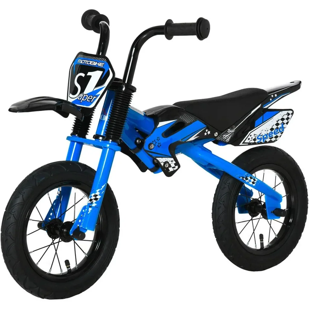 Balance Bike Motorcycle Ø30 cm 3-6 years Air-filled tires Artificial leather saddle Blue 91 x 43 x 61 cm