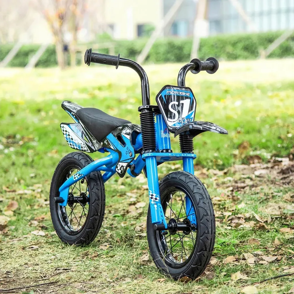 Balance Bike Motorcycle Ø30 cm 3-6 years Air-filled tires Artificial leather saddle Blue 91 x 43 x 61 cm