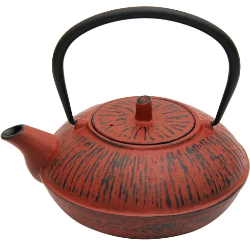 Cast iron tea kettle - 1100 ml - red