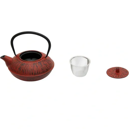 Cast iron tea kettle - 1100 ml - red