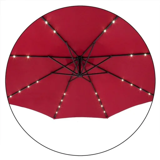 Parasol Mali with LED lighting, pivoting red - Ø 3.3m